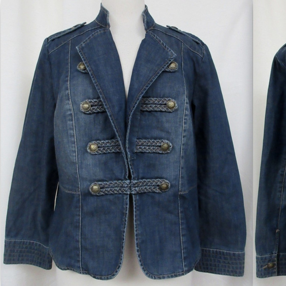 Chico's Other - CHICO'S Denim Braid Detail Jean Jacket Sz PM